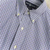 ラルフローレン ロゴ刺繍 チェック柄 半袖シャツ ブルー × ホワイト - NEWSED