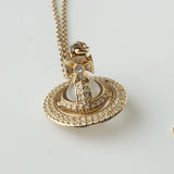 ヴィヴィアン ウエストウッド オーブ ラインストーン ネックレス ゴールド 箱付き - NEWSED