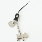 プラダ ドッグ サフィアーノレザー キーホルダー チャーム シルバー / ブラック - NEWSED