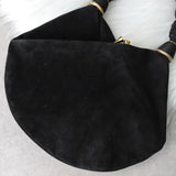 サルバトーレ フェラガモ スエード がま口 ハンドバッグ ブラック - NEWSED