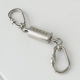 グッチ ロゴ ダブル カラビナ キーホルダー ストラップ シルバー - NEWSED