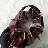 ジルサンダー ドローストリング レザー 巾着バッグ ハンドバッグ ボルドー - NEWSED