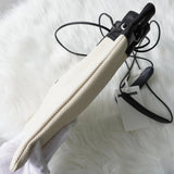 ジルサンダー ドローストリング キャンバス レザー 巾着型 ショルダーバッグ ポシェット アイボリー / ブラック タグ付き未使用 - NEWSED