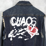 ヴィヴィアン ウエストウッド オーブ 刺繍 ダメージ加工 バックプリント デニムジャケット ブルー レディース - NEWSED