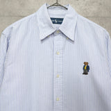 ラルフローレン ポロベア 刺繍 長袖シャツ オックスフォードシャツ サックスブルー - NEWSED