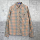 バーバリーズ ブルーレーベル ホースロゴ 刺繍 ノバチェック 長袖シャツ ベージュ レディース - NEWSED