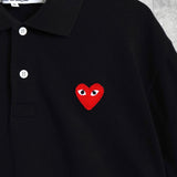 プレイ コムデギャルソン ハート ロゴ 半袖ポロシャツ ブラック - NEWSED
