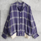 セリーヌ ヴィンテージ 長袖シャツ シャツジャケット ブルゾン トリオンフ 刺繍 チェック柄 パープル - NEWSED
