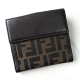 フェンディ ズッカ キャンバス / レザー 二つ折り財布 ブラウン - NEWSED