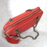 グッチ ソーホー レザー フリンジ チェーンショルダーバッグ ピンク - NEWSED