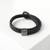 ボッテガ ヴェネタ イントレチャート レザー ブレスレット ブラック - NEWSED