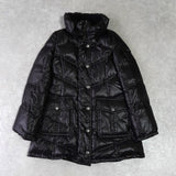 バーバリー ブルーレーベル ホースロゴ ノバチェック裏地 ロング ダウンジャケット レディース ダークブラウン - NEWSED