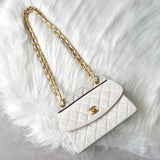 シャネル ココマーク マトラッセ ターンロック ラムスキン チェーン ショルダーバッグ ホワイト - NEWSED