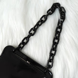 プラダ レザー がま口 プラスチックチェーン ミニハンドバッグ ブラック - NEWSED