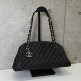 シャネル マトラッセ キャビアスキン チェーン ボーリングバッグ ハンドバッグ ブラック シルバー - NEWSED