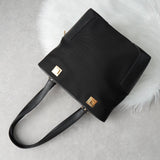 サルバトーレ フェラガモ ナイロンキャンバス レザー トートバッグ ハンドバッグ ブラック - NEWSED