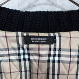 バーバリー ジップアップ ニットジャケット ホースロゴ 刺繍 ノバチェック裏地 キリティング裏地 ブラック - NEWSED