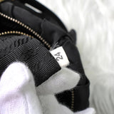 プラダ ジャガード テスートナイロン / レザー ギャザー リボン ショルダーバッグ ブラック - NEWSED