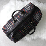 バーバリー ヴィンテージ ロゴ ノバチェック ナイロンキャンバス ボストンバッグ ネイビー - NEWSED