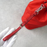 プラダ ポコノ テスート ナイロン レザー 巾着バッグ ミニ ハンドバッグ ポーチ レッド - NEWSED