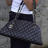 シャネル マトラッセ キャビアスキン チェーン ボーリングバッグ ハンドバッグ ブラック シルバー - NEWSED