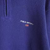 ポロ スポーツ ラルフローレン ハーフジップ カラー ニット ロゴ刺繍 パープル - NEWSED