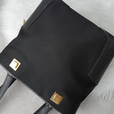 サルバトーレ フェラガモ ナイロンキャンバス レザー トートバッグ ハンドバッグ ブラック - NEWSED