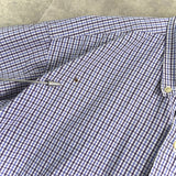 ラルフローレン ロゴ刺繍 チェック柄 半袖シャツ ブルー × ホワイト - NEWSED