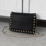 ヴァレンティノ ロックスタッズ レザー チェーンショルダー ショルダーバッグ ポシェット ブラック / ゴールド - NEWSED