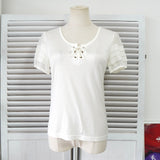 ソニア リキエル ドッキング レースアップ 袖フリル 半袖トップス ブラウス ホワイト - NEWSED