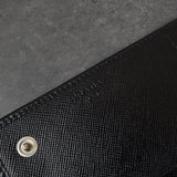 プラダ サフィアーノ レザー 二つ折り財布 長財布 三角プレート ブラック - NEWSED