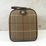 バーバリー ロゴ チェック柄 キャンバス / レザー ボストンバッグ カーキ / ブラウン - NEWSED