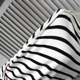 エムエムシックス メゾンマルジェラ ボートネック ボーダー ノースリーブ ポンチョ ケープ カットソー ブラック / ホワイト レディース - NEWSED