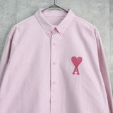 アミパリ アミ パリス ハートロゴ 長袖シャツ ピンク - NEWSED