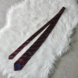 バレンシアガ ヴィンテージ シルク ストライプ柄 ロゴ ネクタイ ワインレッド - NEWSED