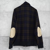 フレッドペリー エルボーパッチ ウールジャケット トラックジャケット ブルゾン チェック柄 ダークブラウン - NEWSED