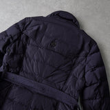 バーバリー ブリット ノバチェック裏地 ダウンジャケット コート フード取り外し可 ウエストベルト付き ネイビー - NEWSED