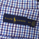 ポロ ラルフローレン 長袖シャツ ゴルフロゴ 刺繍 チェック柄 ブルー - NEWSED