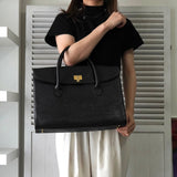 クレージュ ヴィンテージ ロゴ金具 レザー ビジネスバッグ ブラック - NEWSED