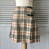 バーバリー ブルー レーベル ノバチェック プリーツ ウール ミニスカート ベージュ - NEWSED