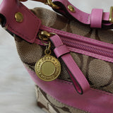 コーチ シグネチャー キャンバス ハンドバッグ ピンク ベージュ - NEWSED