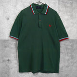 フレッドペリー ロゴ刺繍 半袖ポロシャツ グリーン - NEWSED