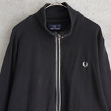 フレッドペリー スウェット生地 ジップアップ ジャケット ロゴ刺繍 ネイビー - NEWSED