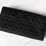 クリスチャン ディオール カナージュ ターンロック ナイロン / レザー 長財布 ブラック レディース - NEWSED