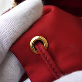 プラダ 現行モデル サフィアーノレザーハンドル 巾着バッグ ハンドバッグ トライアングルロゴ レッド - NEWSED