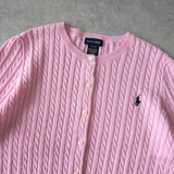 ラルフローレン ロゴ ケーブル編み ニットカーディガン パステルピンク - NEWSED