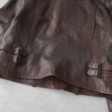 ジョン ヴァルベイトス ダブル ライダースジャケット レザージャケット ダークブラウン - NEWSED