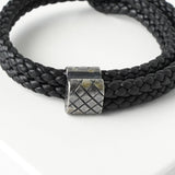 ボッテガ ヴェネタ イントレチャート レザー ブレスレット ブラック - NEWSED