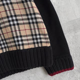 バーバリー ブラックレーベル ノバチェック柄 ジップアップ ドライバーズ ニット 切り替え ブラック/ベージュ - NEWSED