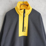 アディダス ハーフジップ フリース ロゴ刺繍 グレー/イエロー - NEWSED